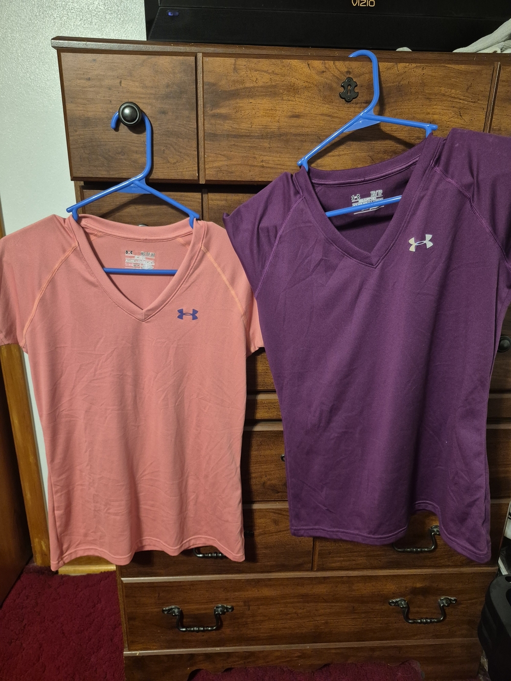 Under Armour Women’s V-Neck Tees in Pink & Purple